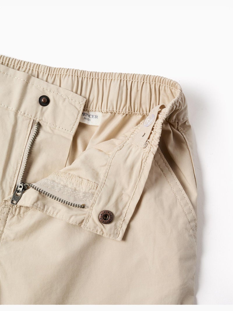 Short chino midi en popeline Beige clair - Kiabi