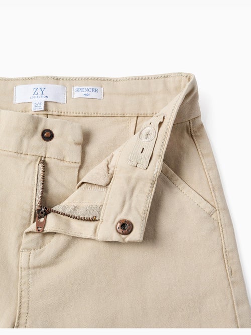 Short chino midi en sergé avec poches - Kiabi