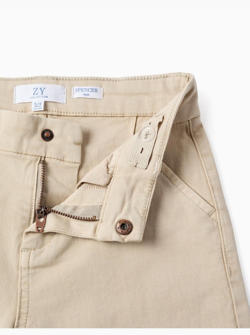 Short chino midi en sergé avec poches Beige clair - Kiabi