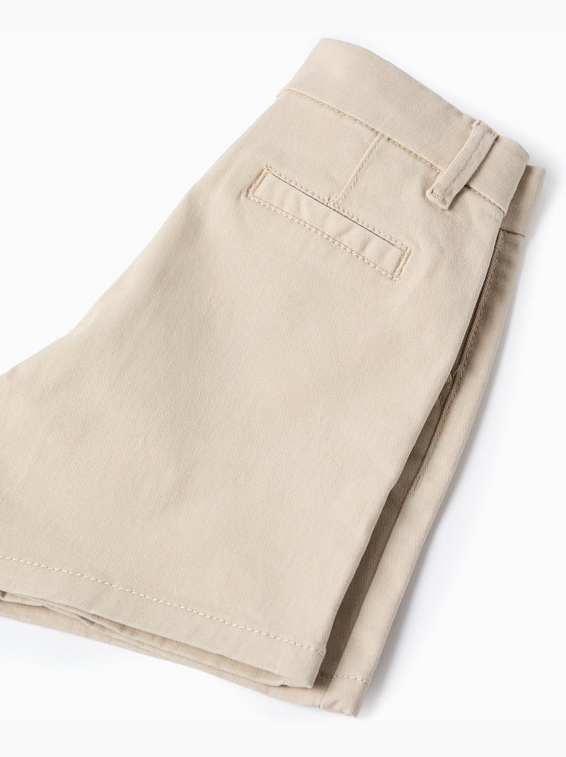 Short chino midi en sergé avec poches Beige clair - Kiabi