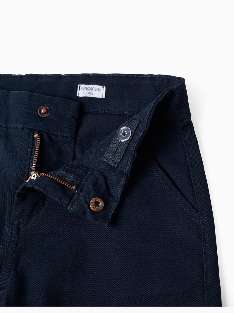 Short chino midi en sergé avec poches Bleu Bleu - Kiabi
