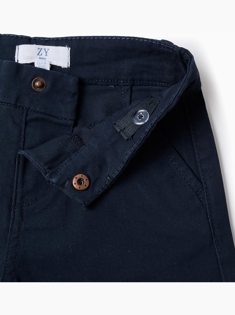 Short chino midi en sergé avec poches Bleu foncé - Kiabi