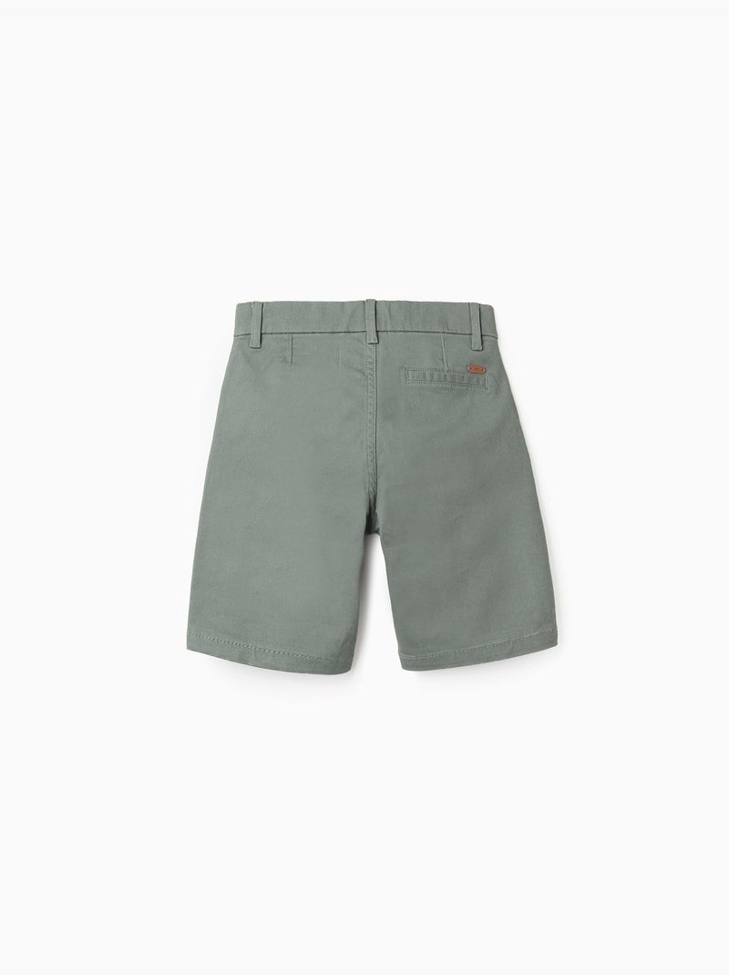 Short chino midi en sergé avec poches Vert foncé - Kiabi