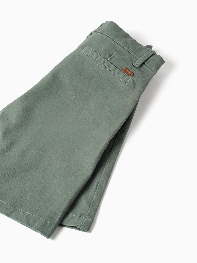 Short chino midi en sergé avec poches Vert foncé - Kiabi