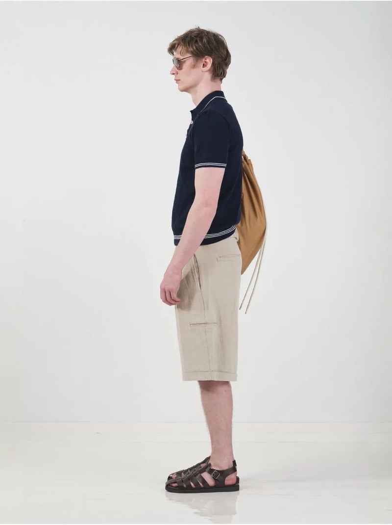 Short chino taille mi-haute jambes larges avec poches giesto Beige argile - Kiabi