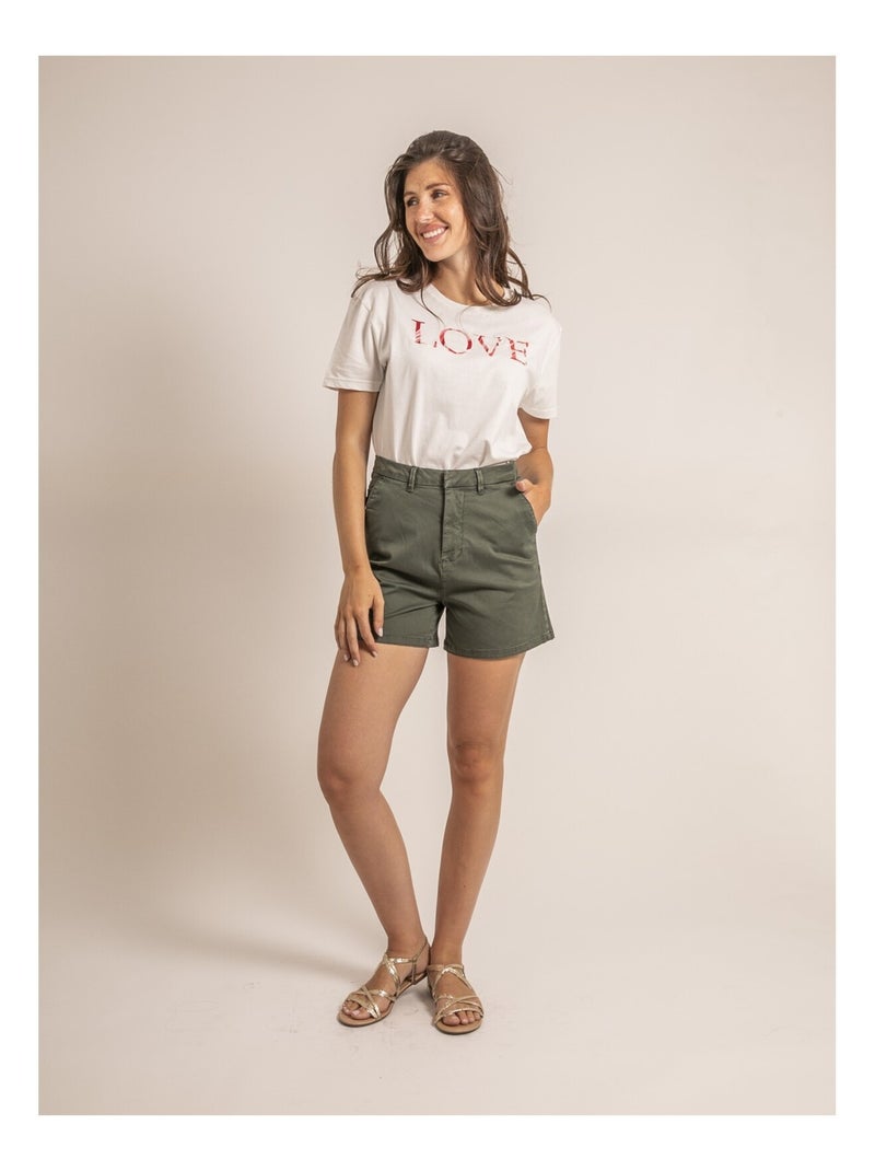 Short chino XIMENA Kaki - Kiabi