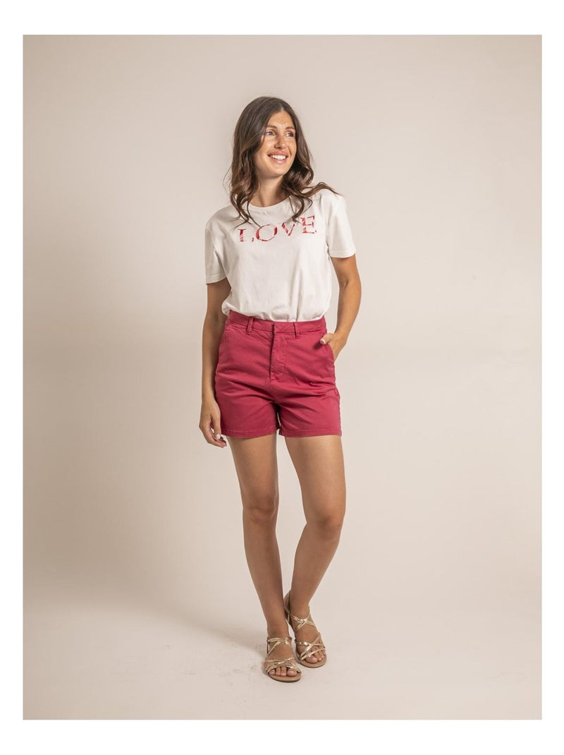 Short chino XIMENA Rose framboise - Kiabi
