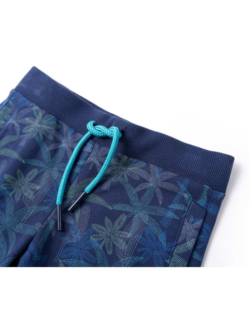 Short coton 100% à imprimé végétal avec cordon - vidaxl Bleu - Kiabi
