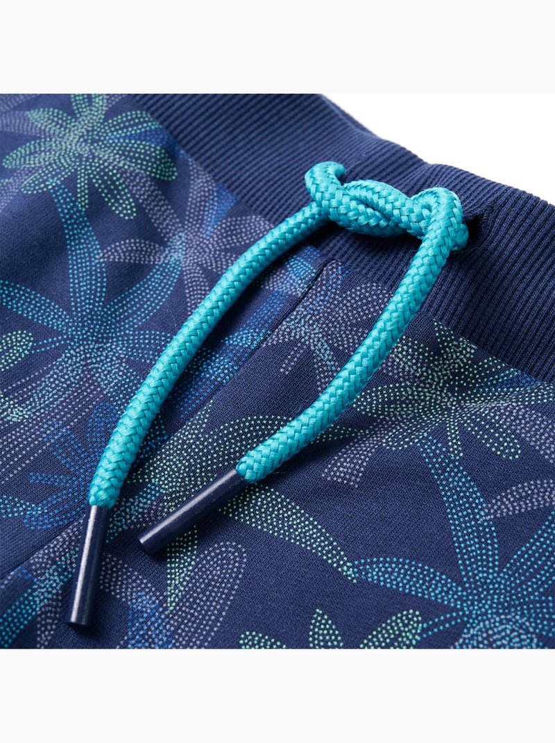 Short coton 100% à imprimé végétal avec cordon - vidaxl Bleu - Kiabi