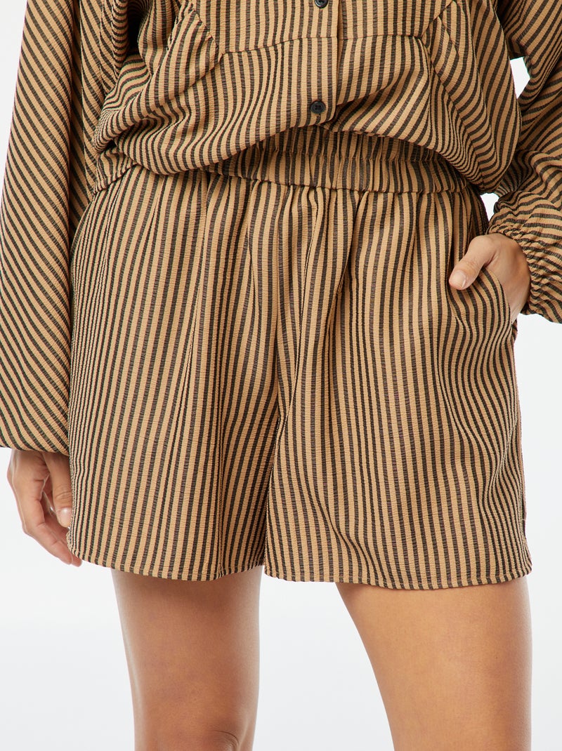 Short court à rayures avec poches MARRON - Kiabi