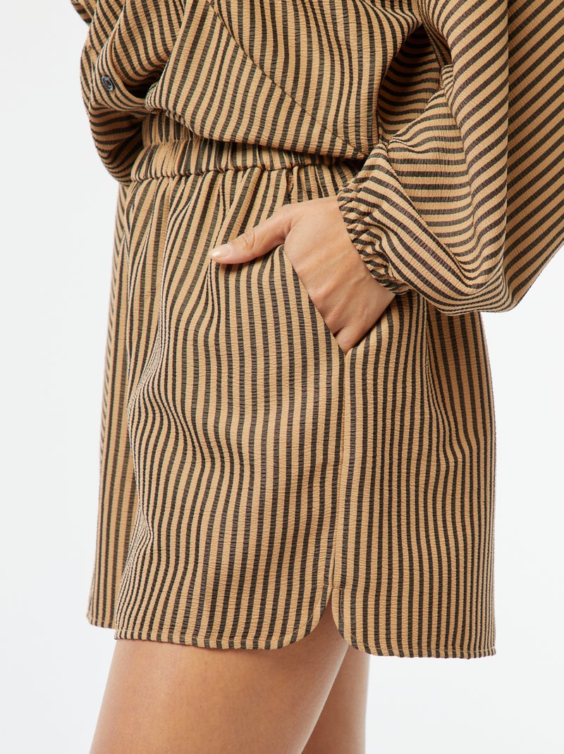 Short court à rayures avec poches MARRON - Kiabi