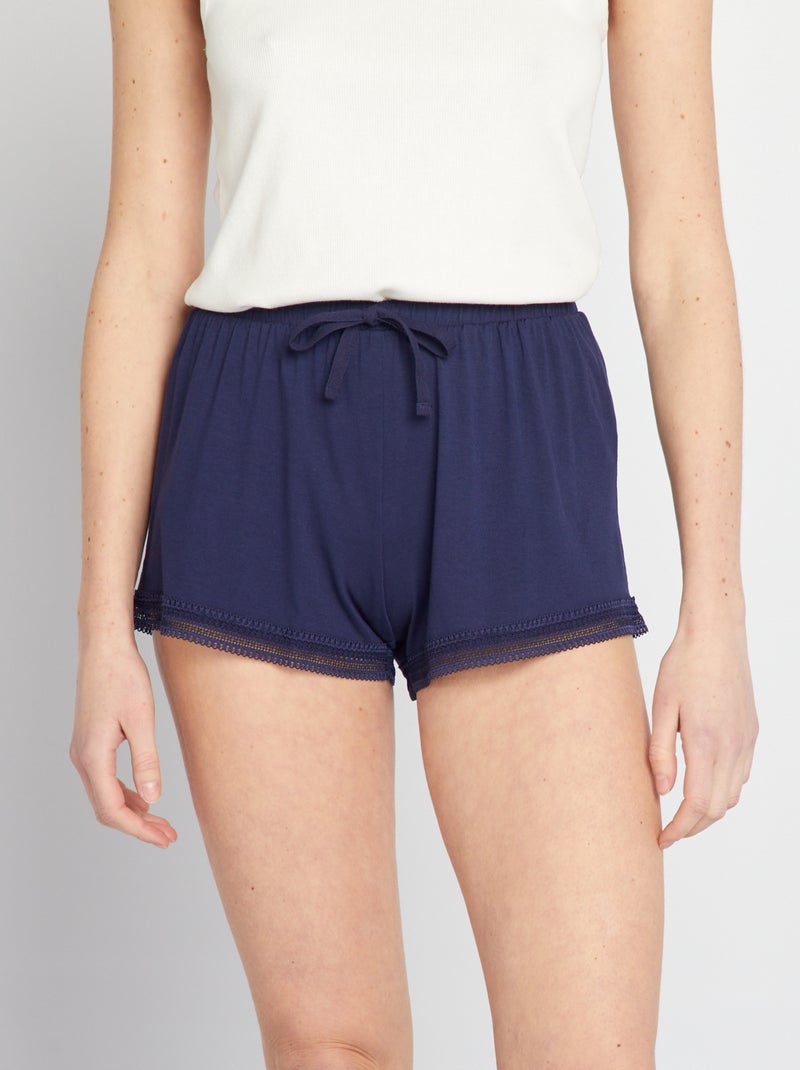 Short court avec dentelle Bleu - Kiabi