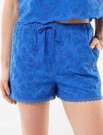 Short court broderies anglaises en coton uni