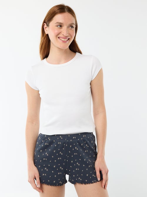 Short court de pyjama 'fleurs' all-over en coton - Kiabi