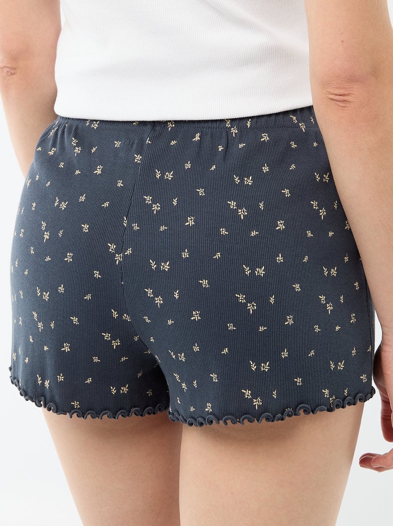 Short court de pyjama 'fleurs' all-over en coton Bleu - Kiabi