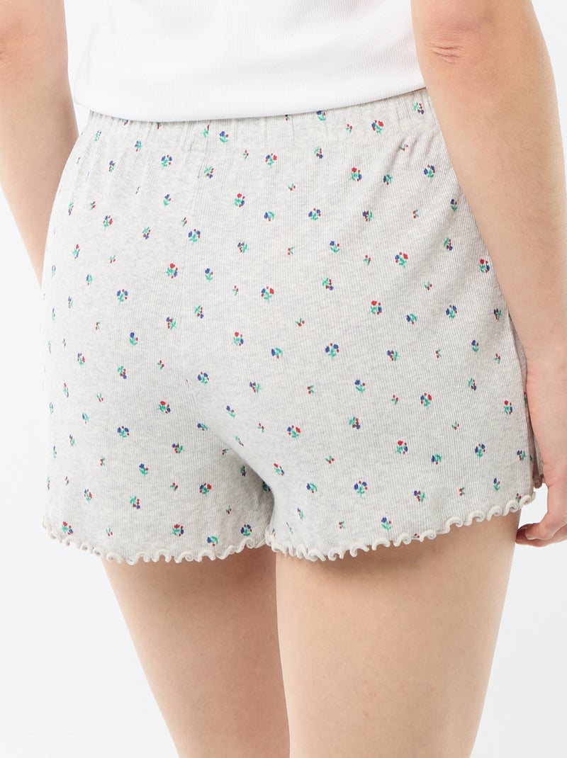 Short court de pyjama 'fleurs' all-over en coton Gris - Kiabi