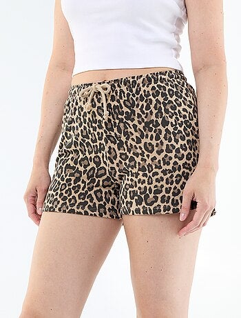 Short court en coton uni avec lien