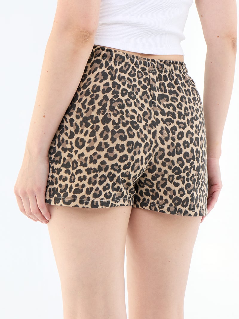 Short court en coton uni avec lien Beige - Kiabi