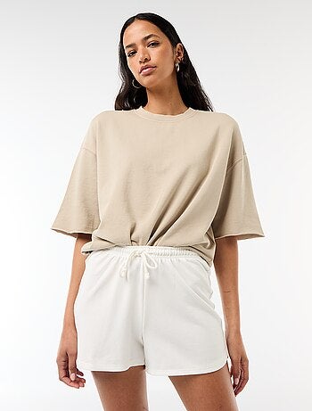 Short court en coton uni avec lien