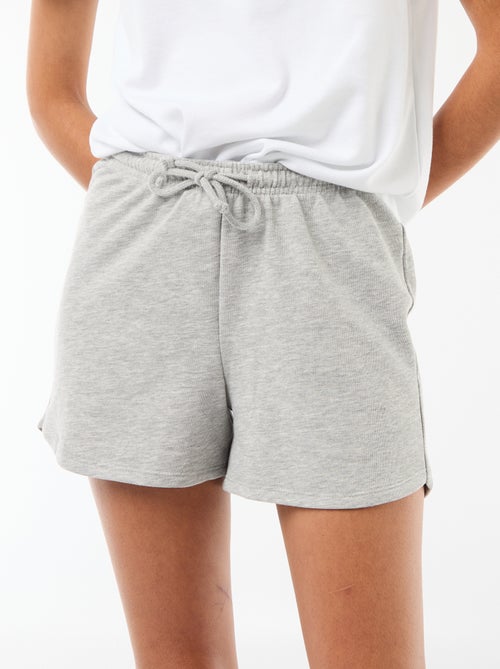 Short court en coton uni avec lien - Kiabi