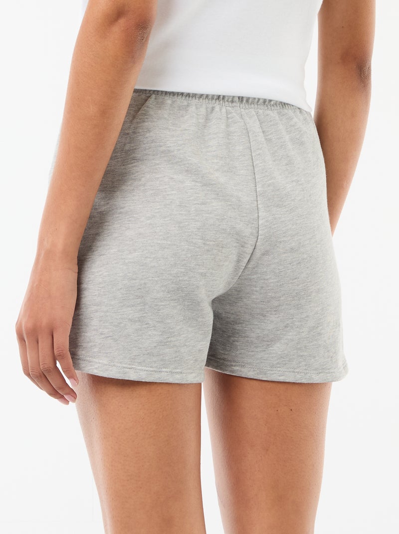 Short court en coton uni avec lien Gris - Kiabi