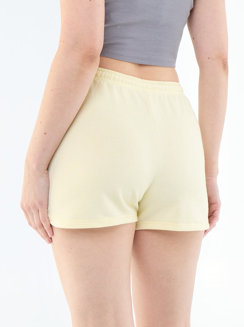 Short court en coton uni avec lien Jaune - Kiabi