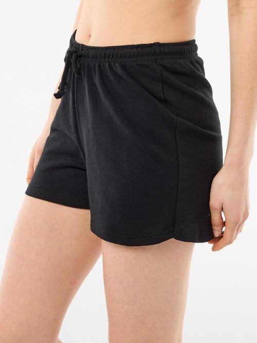 Short court en coton uni avec lien - Kiabi