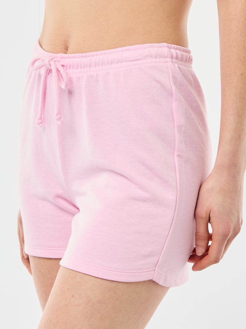 Short court en coton uni avec lien Rose - Kiabi