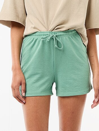 Short court en coton uni avec lien