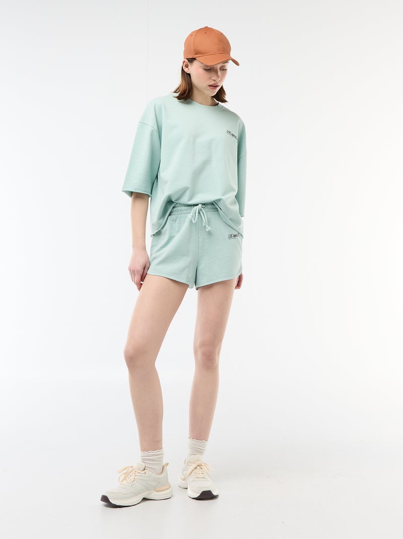 Short court en french terry avec inscription Bleu - Kiabi