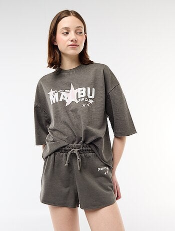 Short court en french terry avec inscription