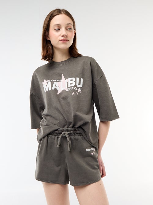 Short court en french terry avec inscription - Kiabi