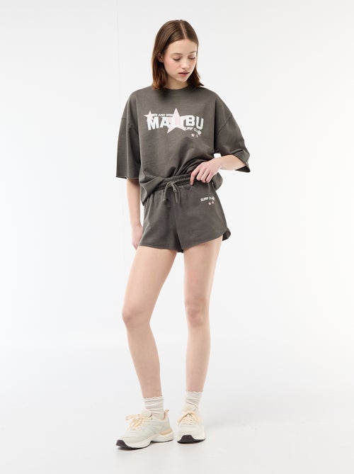 Short court en french terry avec inscription - Kiabi