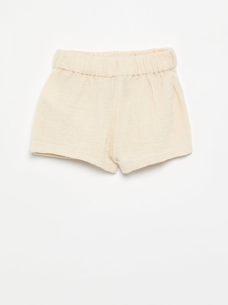 Short court en gaze de coton Beige - Kiabi