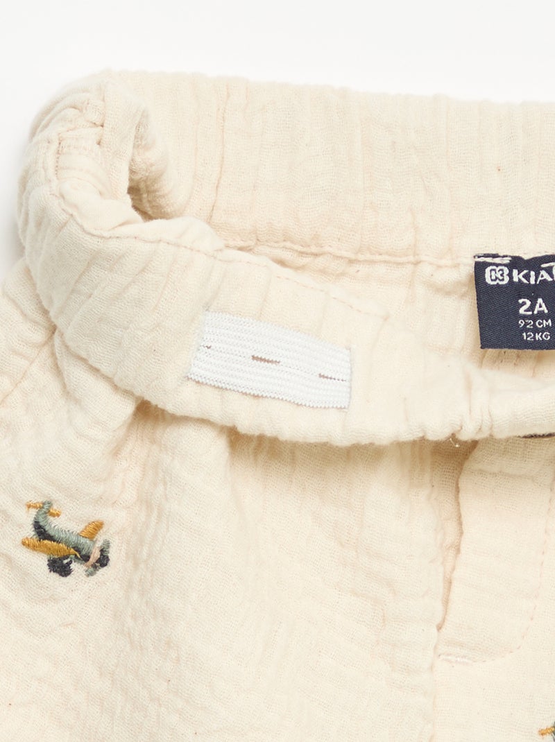 Short court en gaze de coton Beige - Kiabi