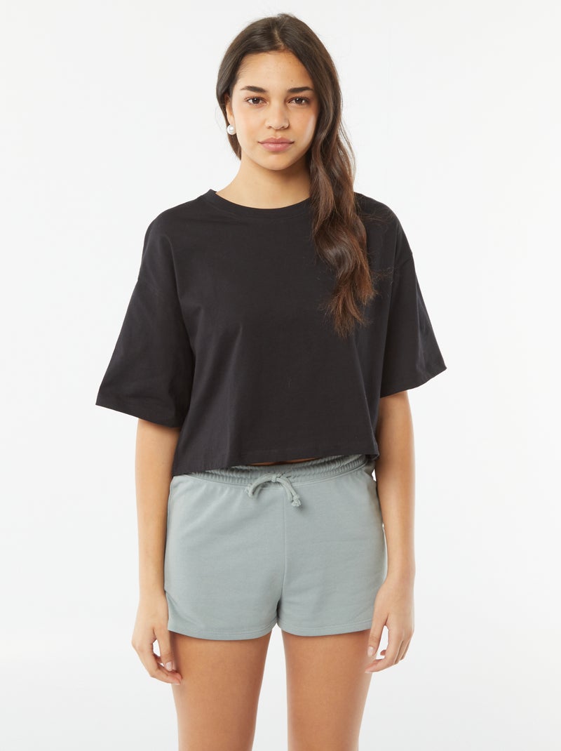 Short court en molleton léger uni Bleu grisé - Kiabi