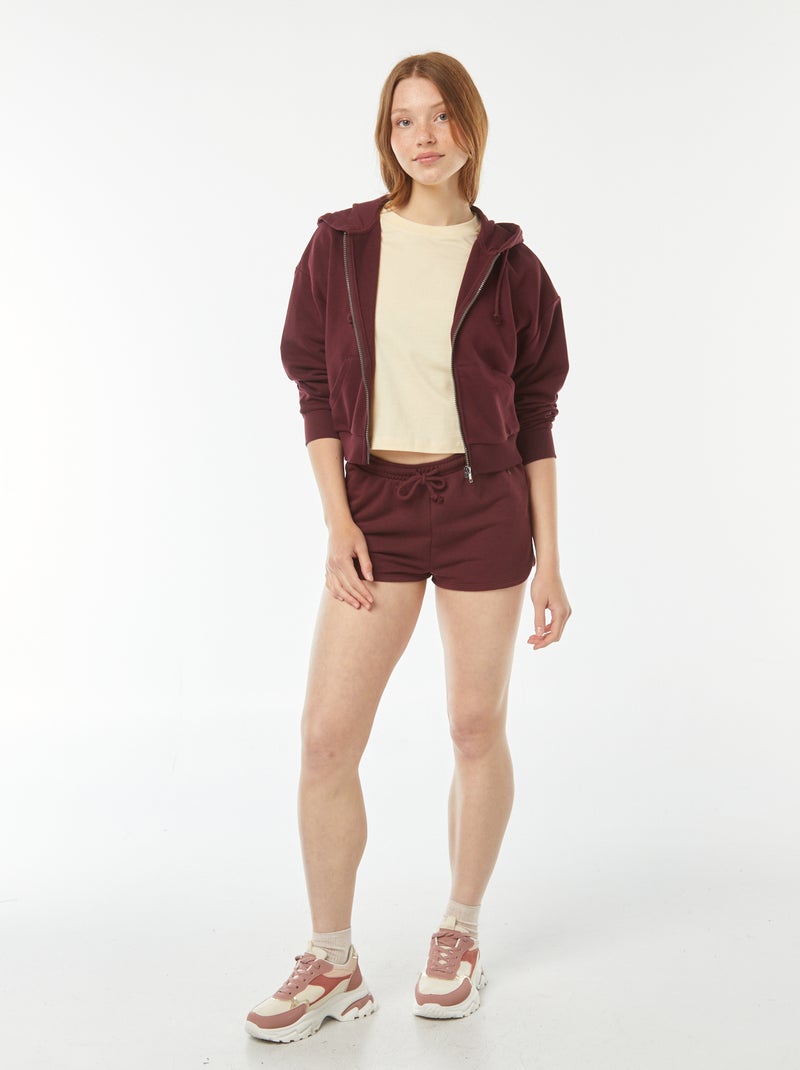 Short court en molleton léger uni Bordeaux - Kiabi