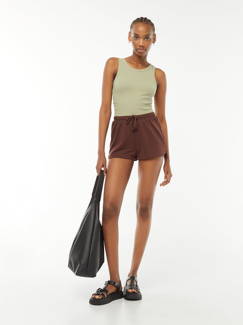 Short court en molleton léger uni Marron - Kiabi