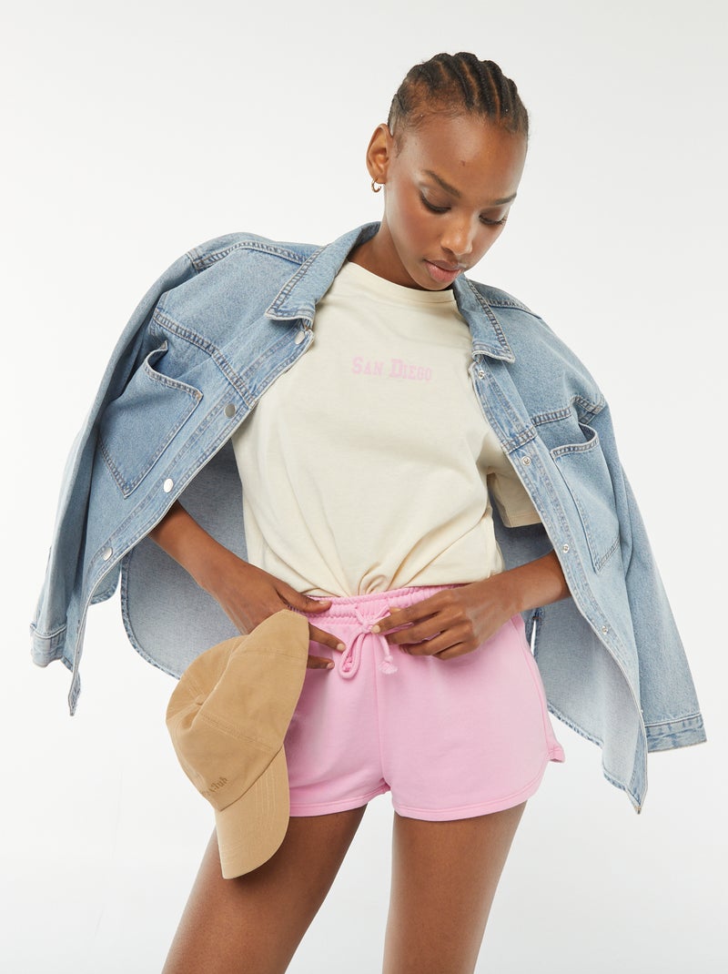 Short court en molleton léger uni Rose - Kiabi