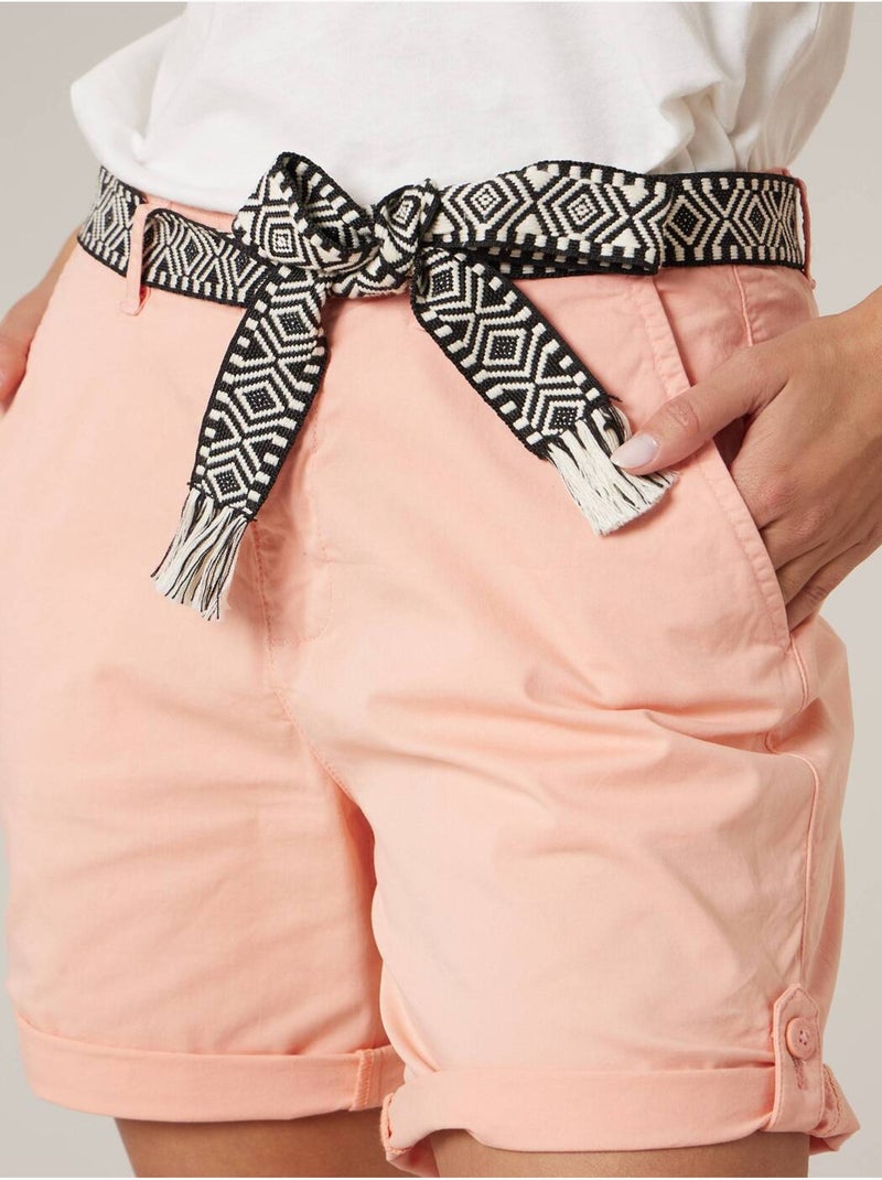 Short court femme en coton stretch 'Deeluxe' Orange corail - Kiabi