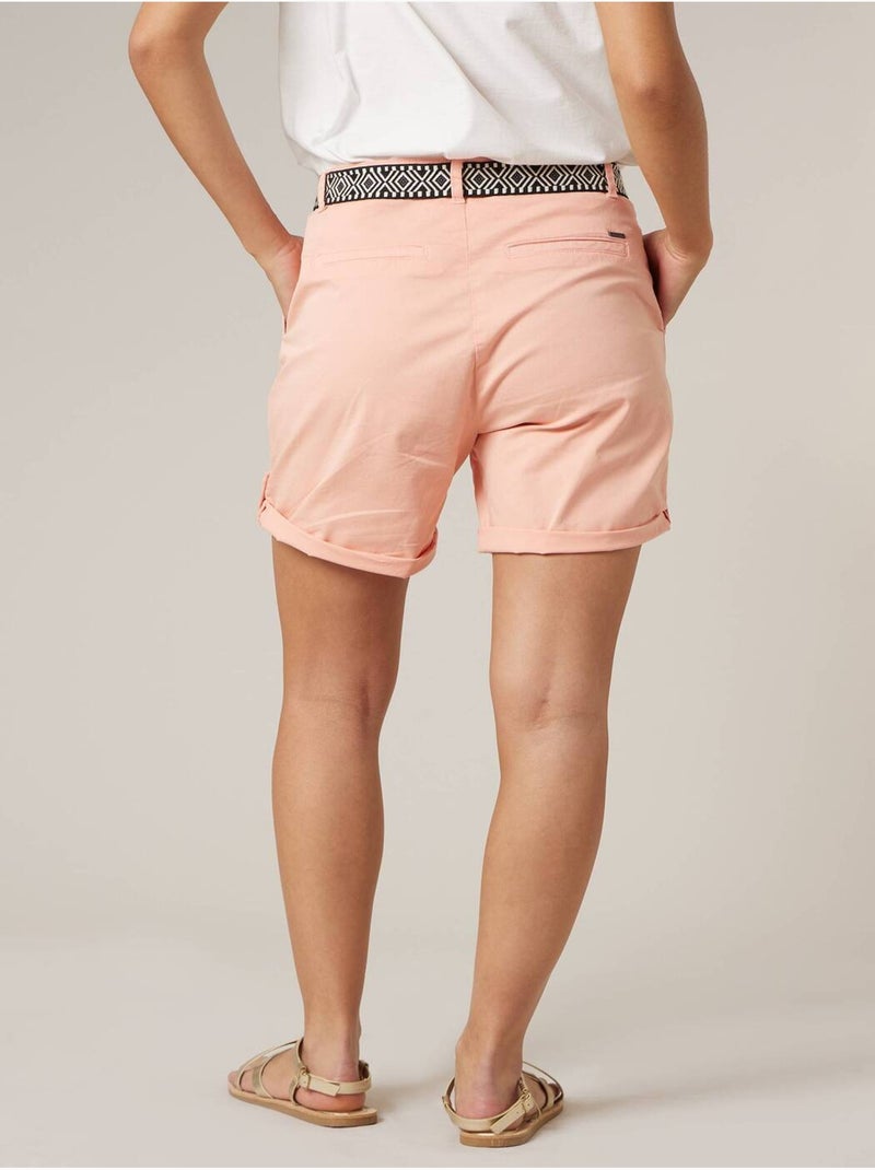 Short court femme en coton stretch 'Deeluxe' Orange corail - Kiabi