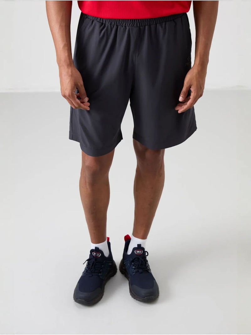 Short court homme en tissu tissé à enfiler tommy Gris Noir - Kiabi