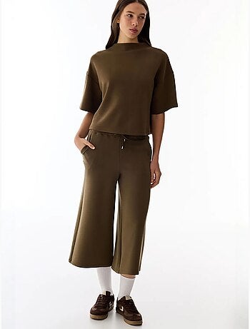 Short culotte en maille, coupe oversize, taille mi-haute penti
