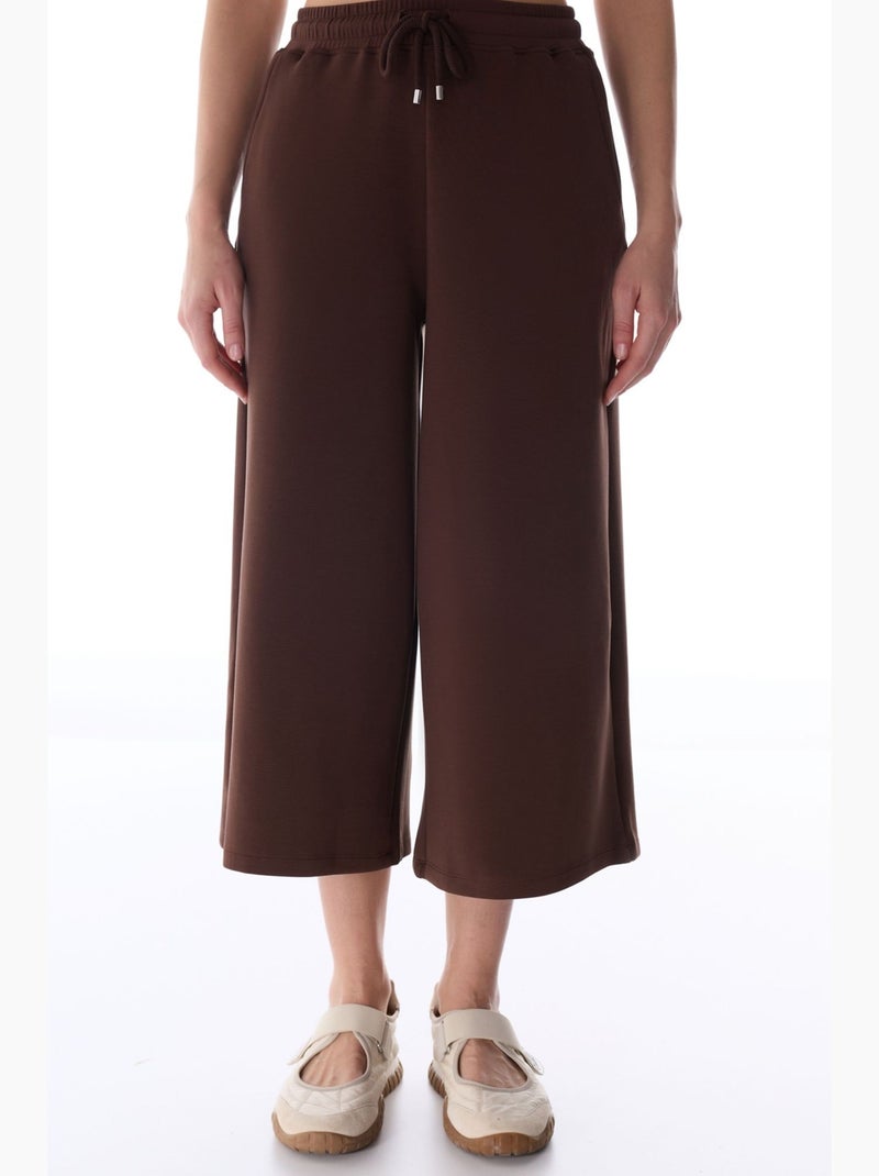 Short culotte en maille, coupe oversize, taille mi-haute penti Marron chocolat - Kiabi