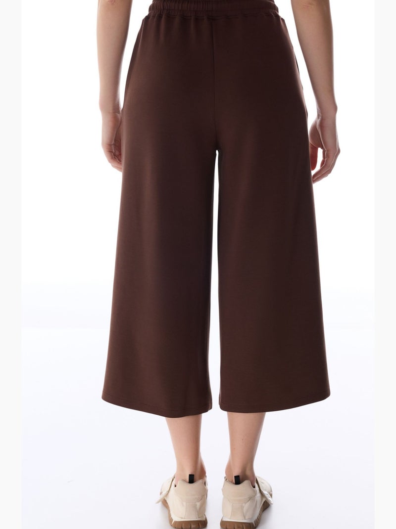 Short culotte en maille, coupe oversize, taille mi-haute penti Marron chocolat - Kiabi