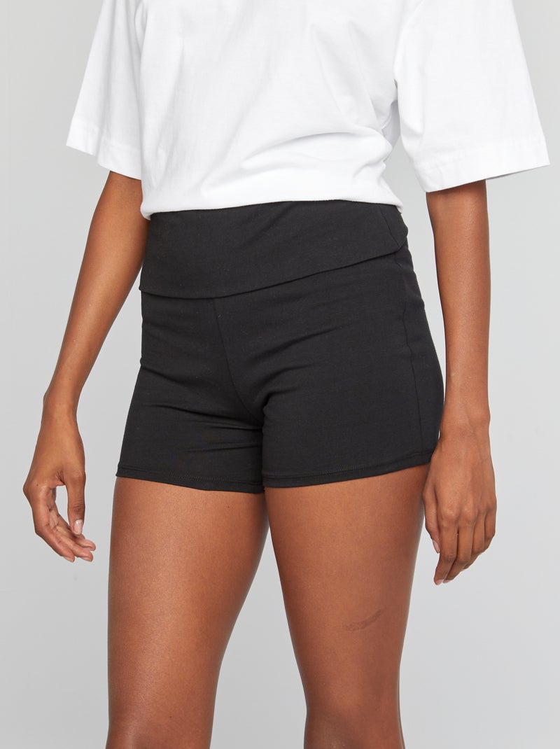 Short cycliste avec ceinture retroussée noir - Kiabi