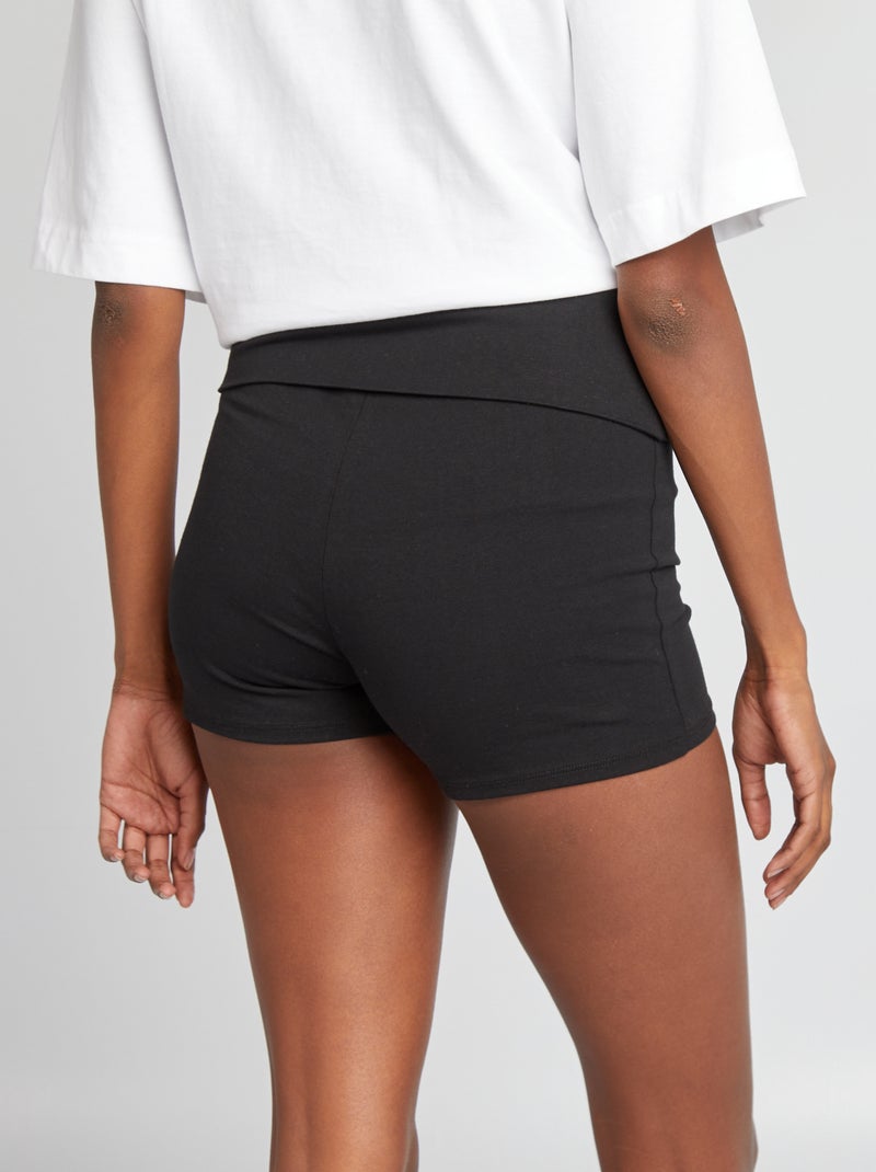 Short cycliste avec ceinture retroussée noir - Kiabi