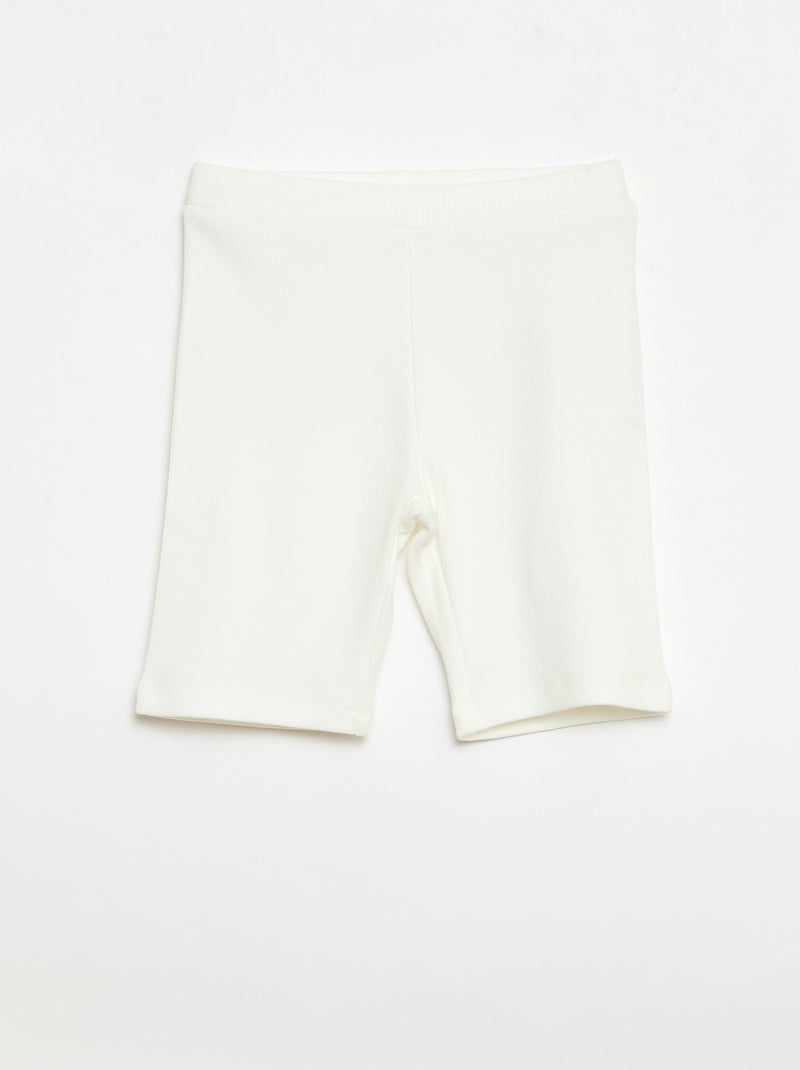 Short cycliste côtelé Blanc - Kiabi