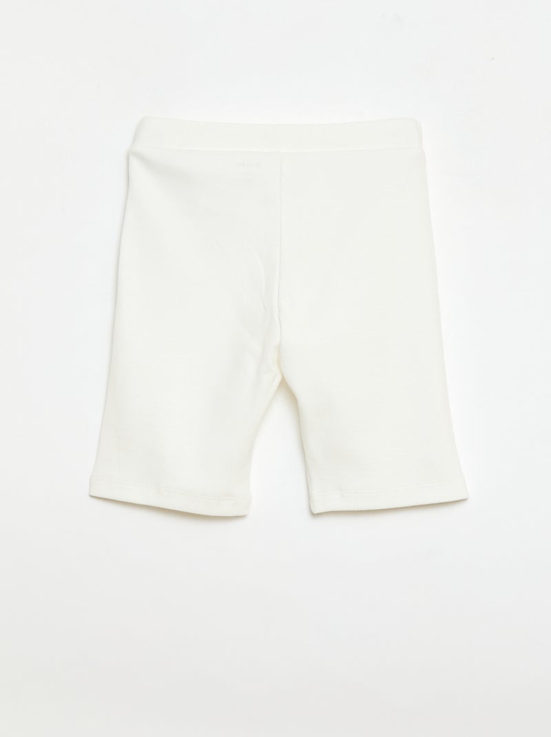 Short cycliste côtelé Blanc - Kiabi