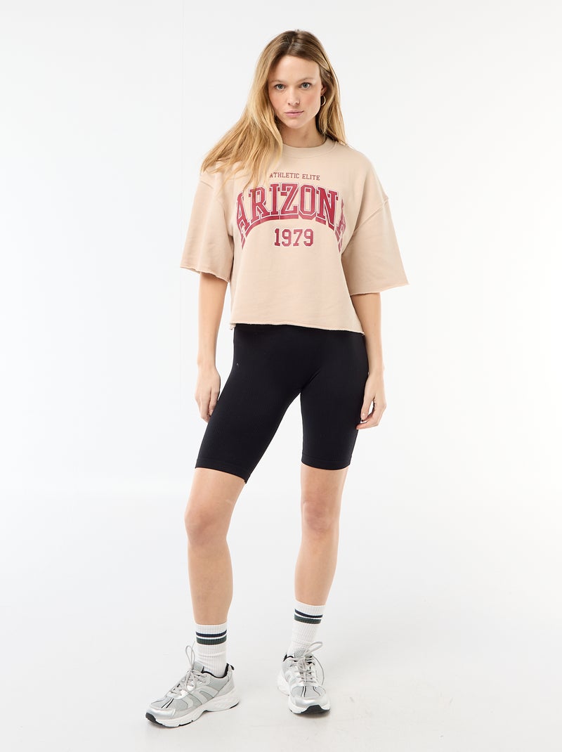 Short cycliste côtelé Noir - Kiabi